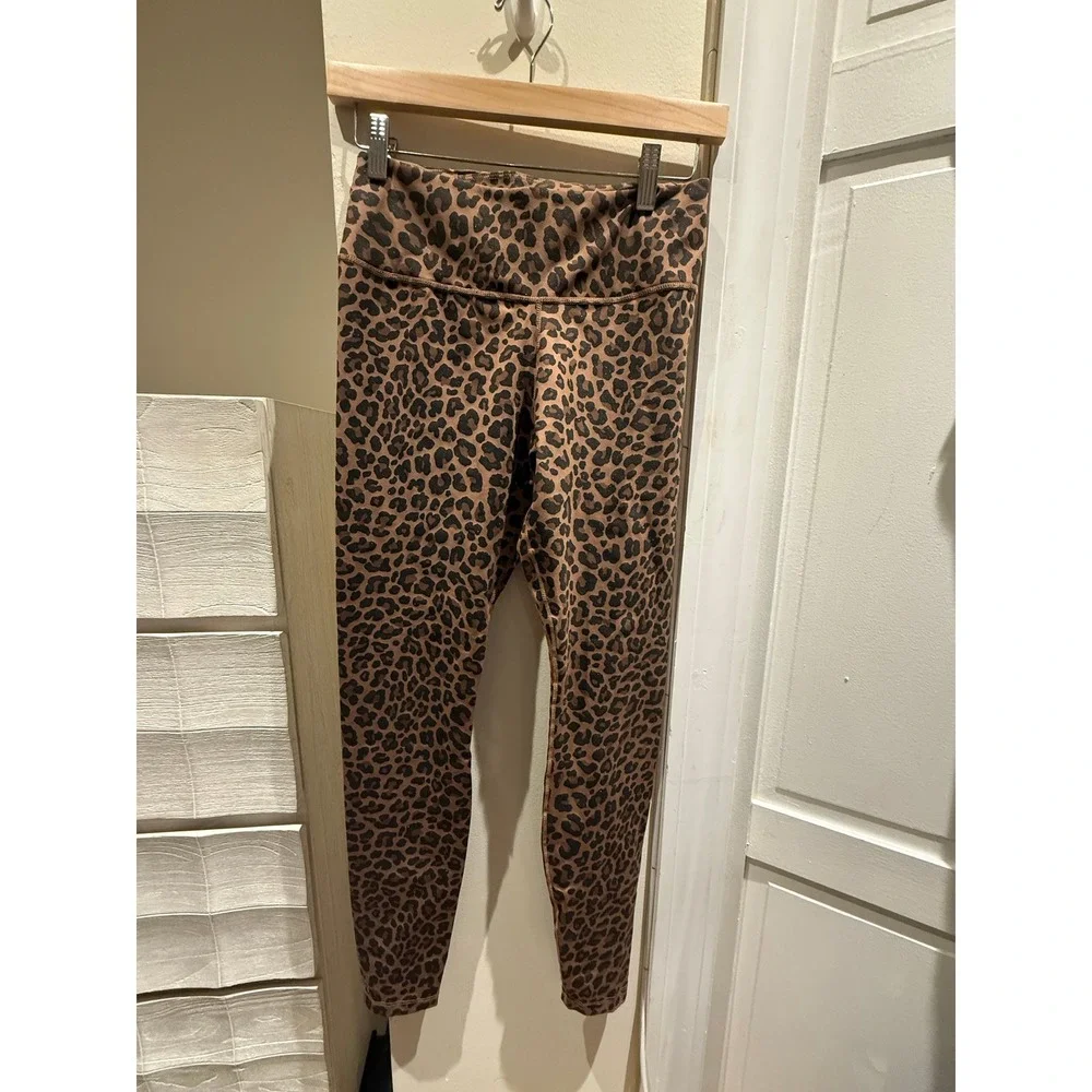 Nike Dri-FIT Women Leopard Print High Waisted Leggings Brown Black Small